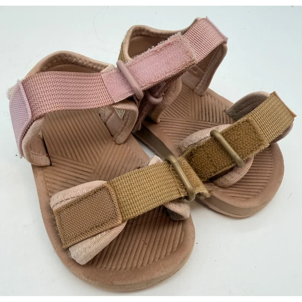 Unbranded Pink Tan Webbing Strap Sporty Sandals | Toddler Girl's Size US 5.5 - Picture 8 of 8